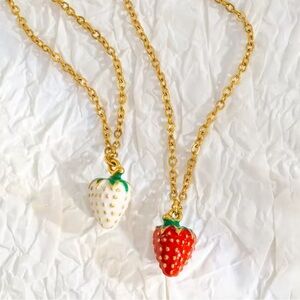 White&Rec Strawberry 18K Gold Stainless Steel Non Tarnish Necklace Set
